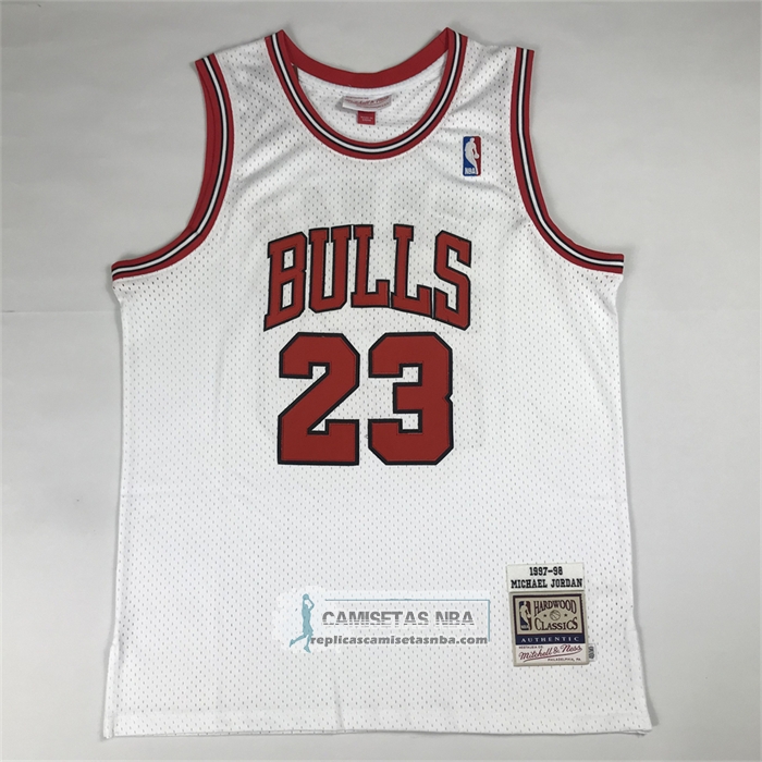 Camiseta Chicago Bulls Michael Jordan NO 23 Autentico 1997-98 Blanco